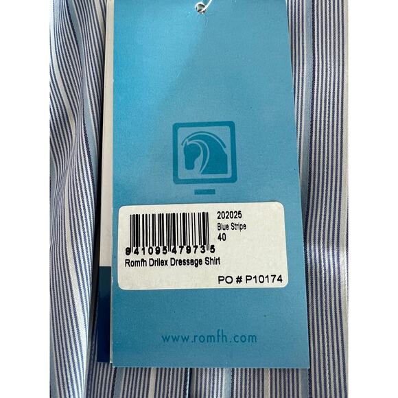 NWT Romfh Drilex Dressage Shirt Blue Stripe - Size 40 - Picture 9 of 11